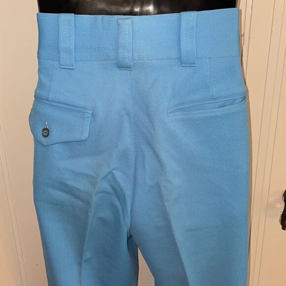Vtg 70s baby blue double knit polyester pants - Picture 5 of 7